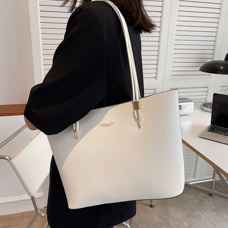 Large Capacity Solid Color Simple One Shoulder New Portable Tote Bag