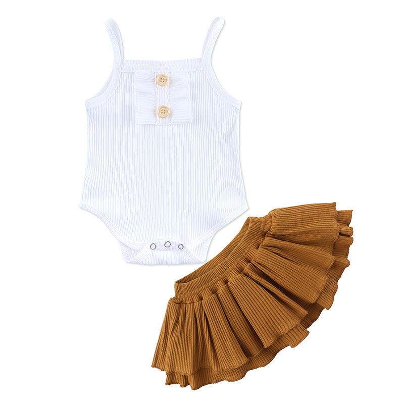 New Baby Clothing Girls Summer Romper Skirt Set