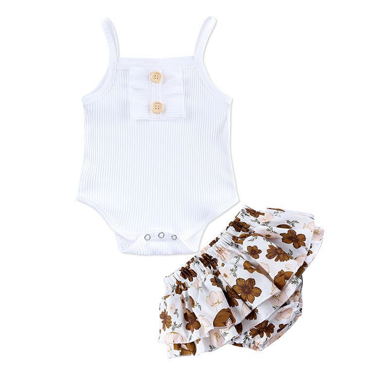 New Baby Clothing Girls Summer Romper Skirt Set