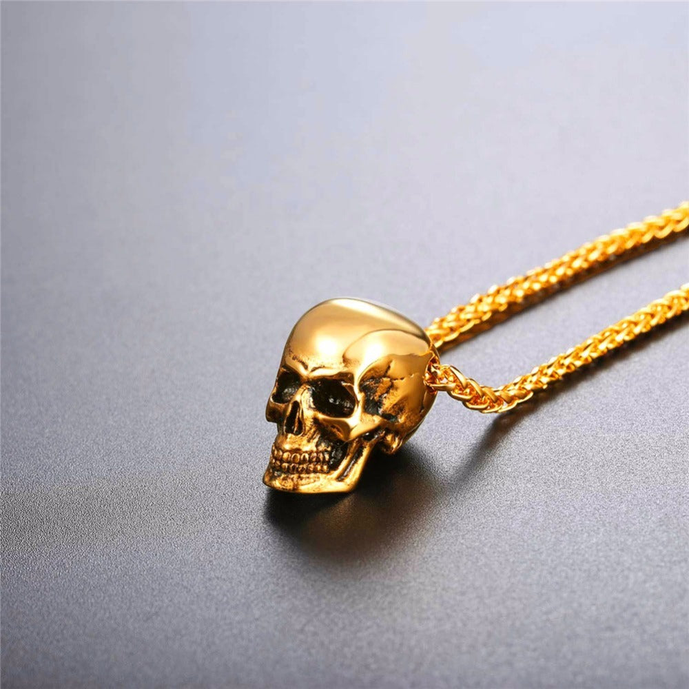 Jewelry Stainless Steel Necklace Retro Skull Punk Style Men's Titanium Steel