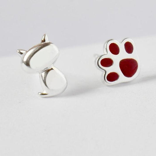 New 925 sterling silver cat claw earrings female hypoallergenic cute Japanese and Korean personality cat earrings birthday fashion jewelry