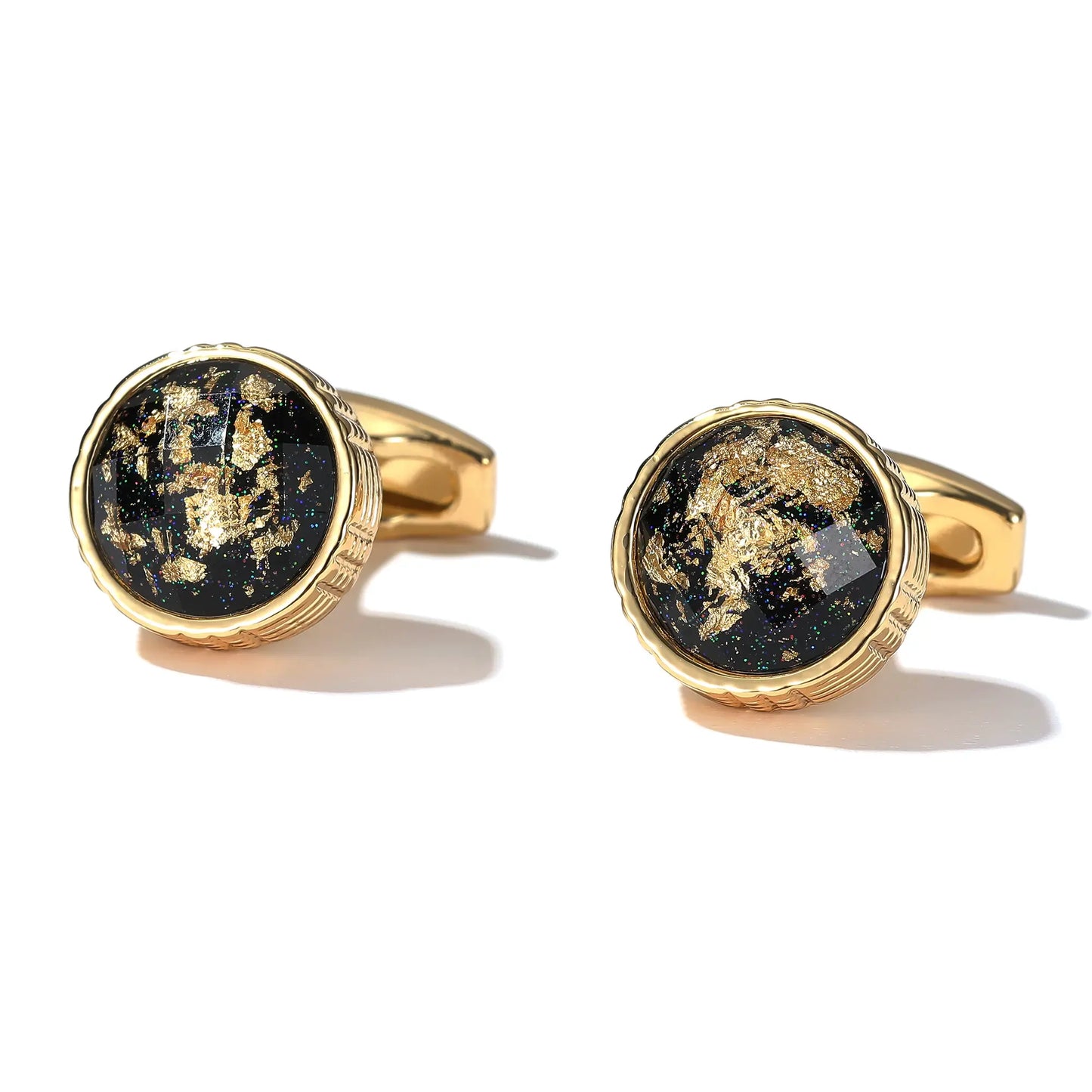 Gold Personalized Round Cufflinks For Men