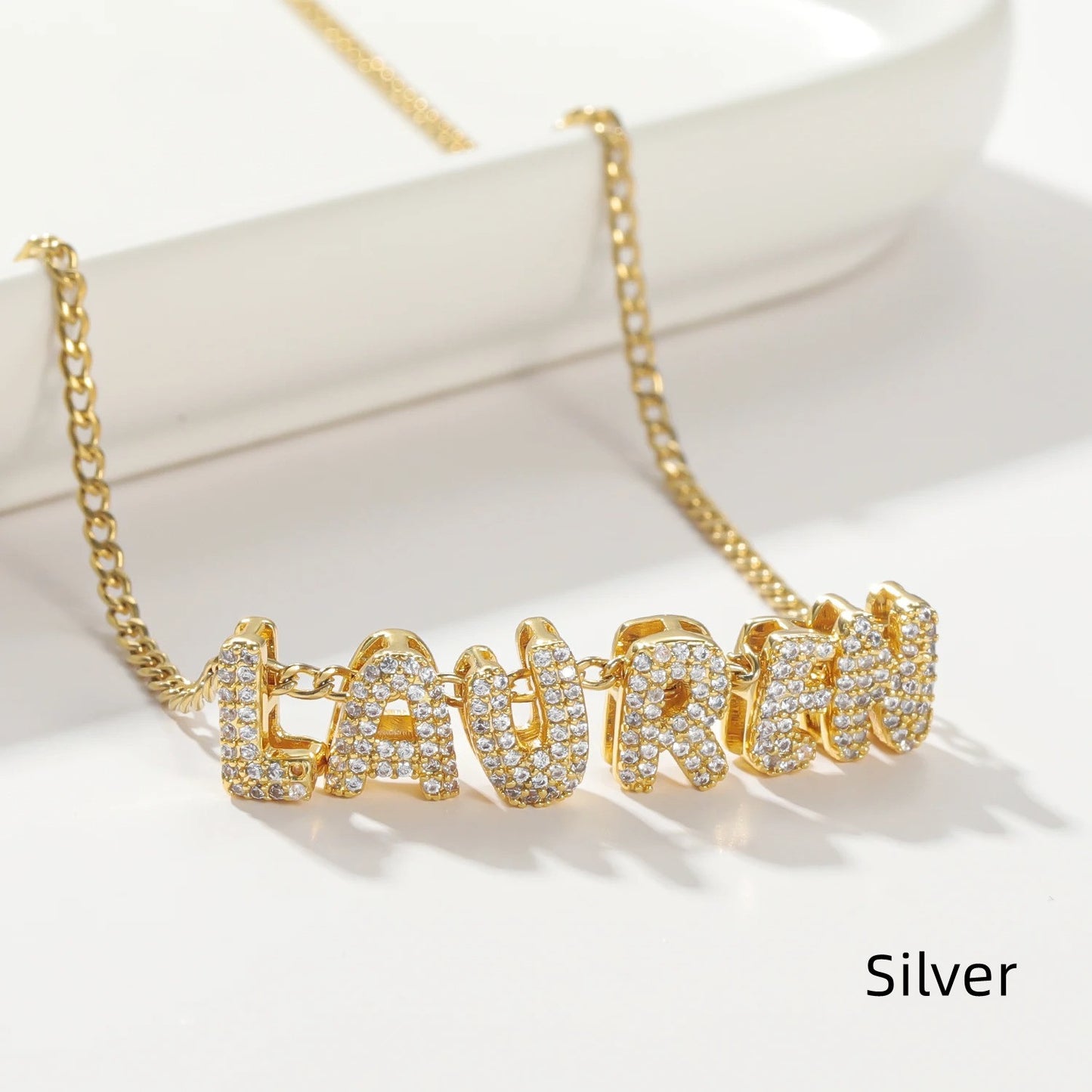 Necklace Bubble Name Necklace 3D Letter Christmas Gifts for Women