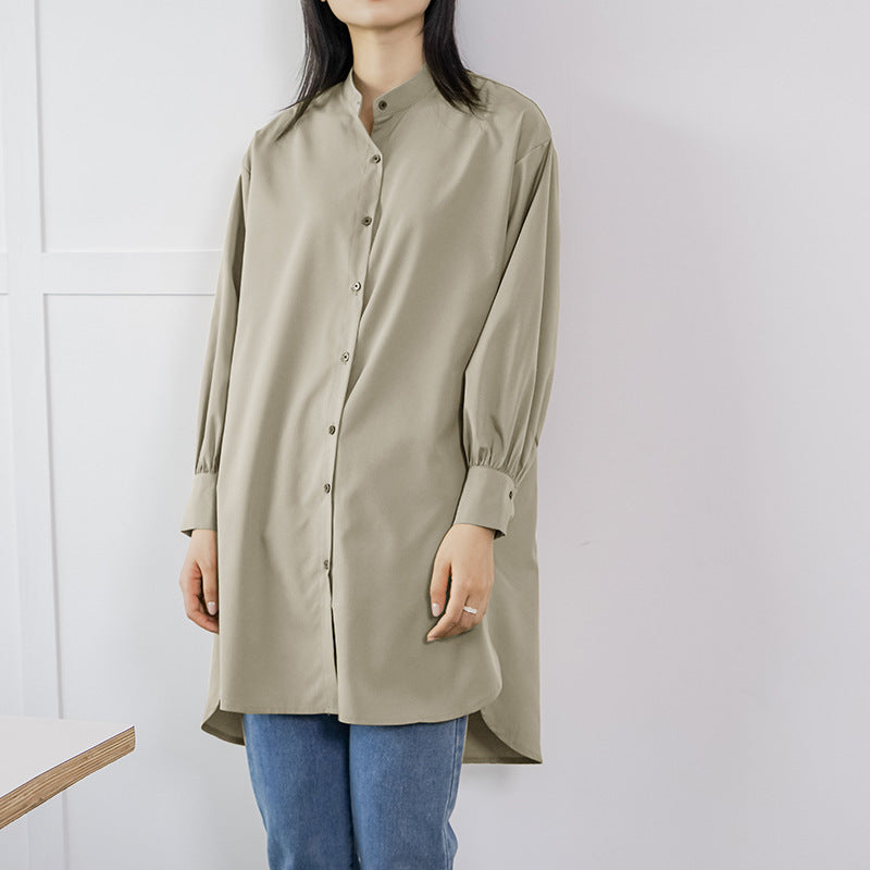 Women's Long-sleeved Shirt Loose Mid-length