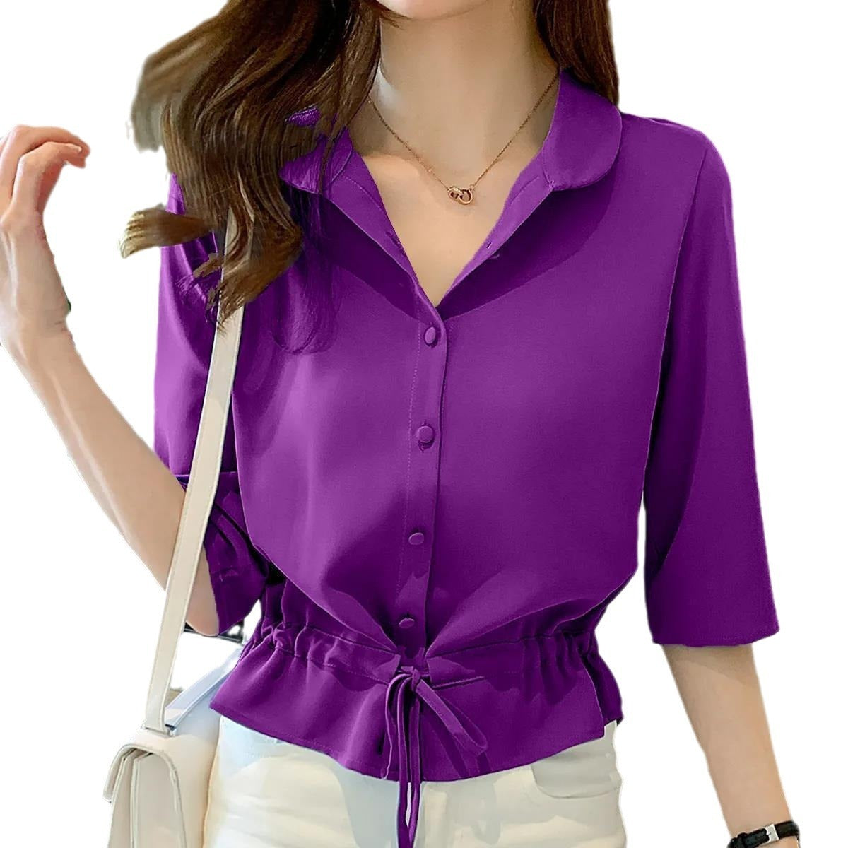 Women's Short-sleeved Chiffon Shirt Women's Summer Wear