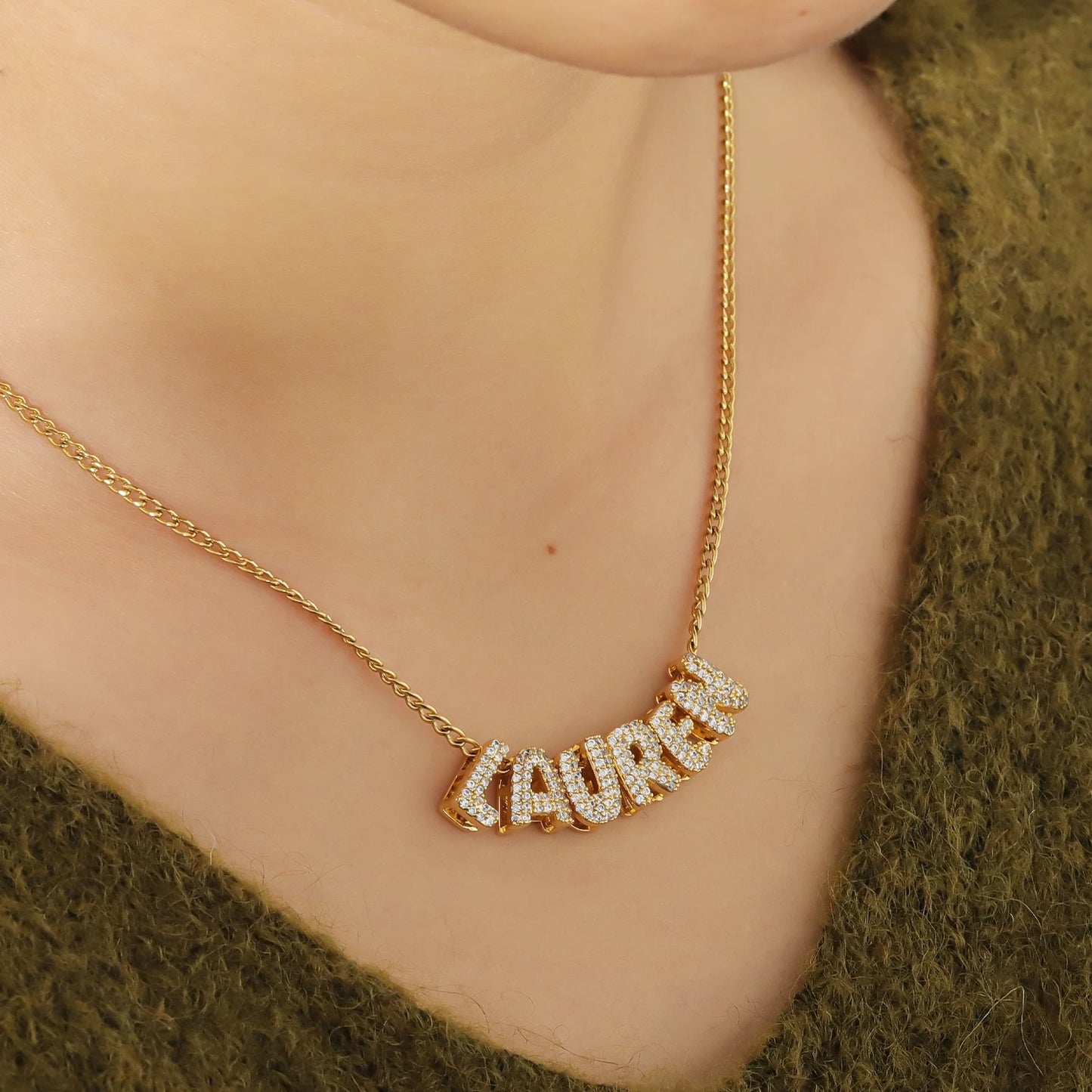 Necklace Bubble Name Necklace 3D Letter Christmas Gifts for Women