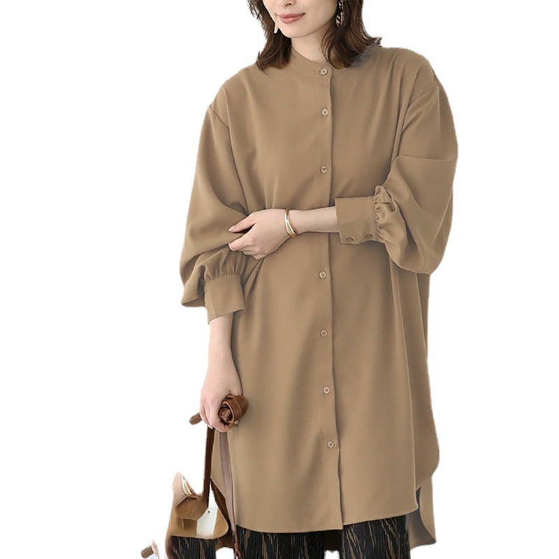 Women's Long-sleeved Shirt Loose Mid-length