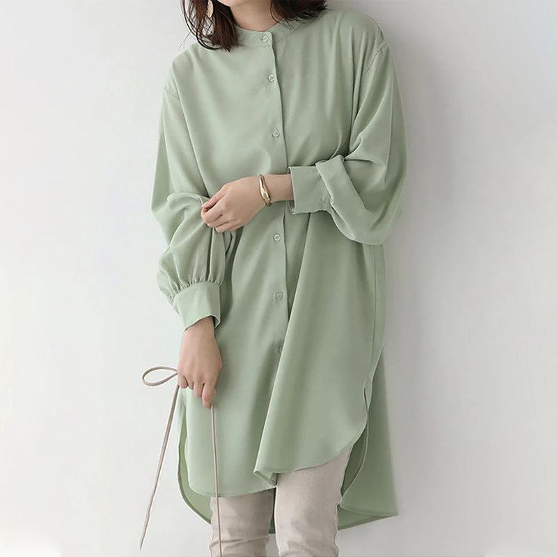 Women's Long-sleeved Shirt Loose Mid-length