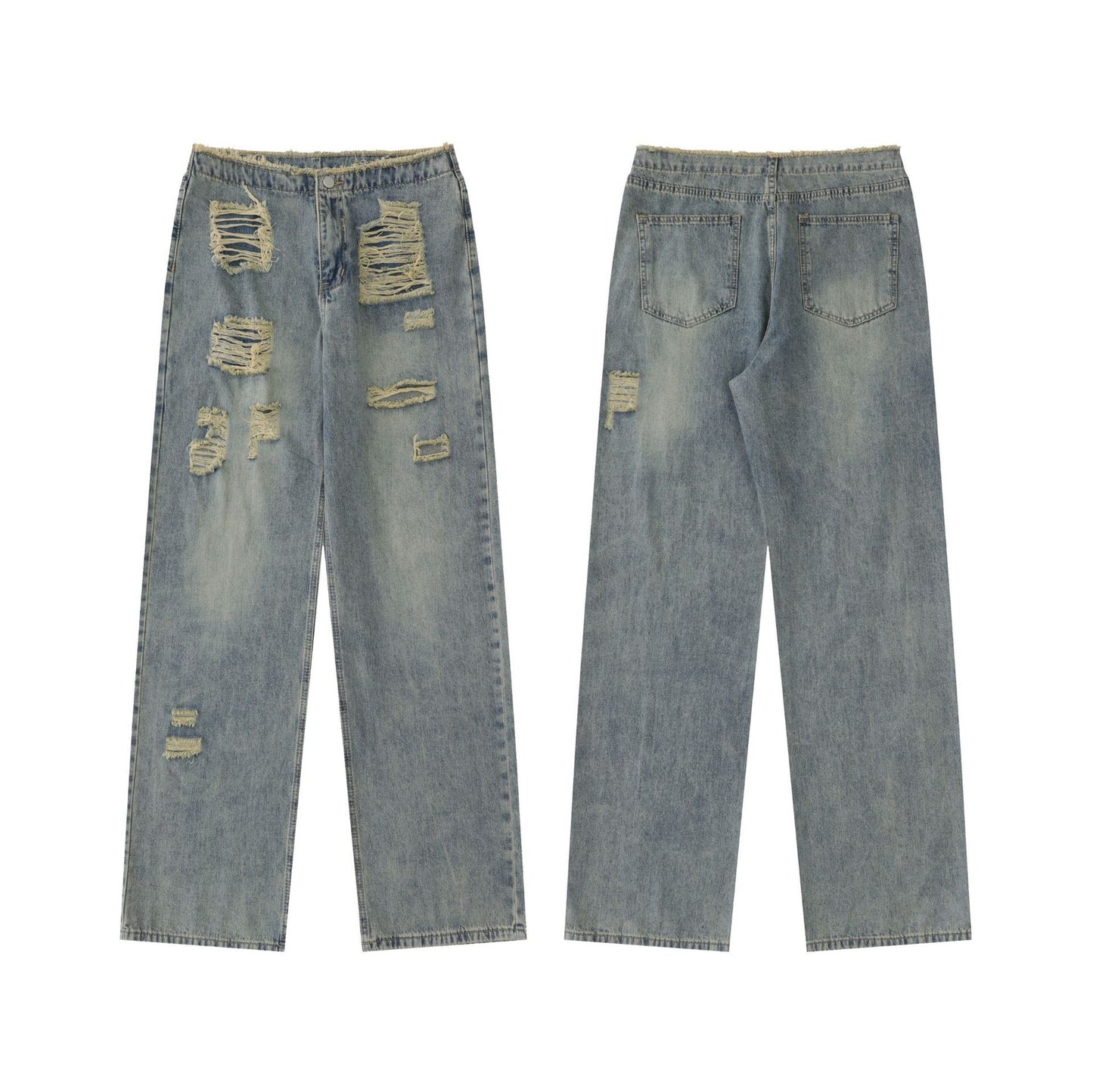 American High Street Jeans Washed Make Old Ripped