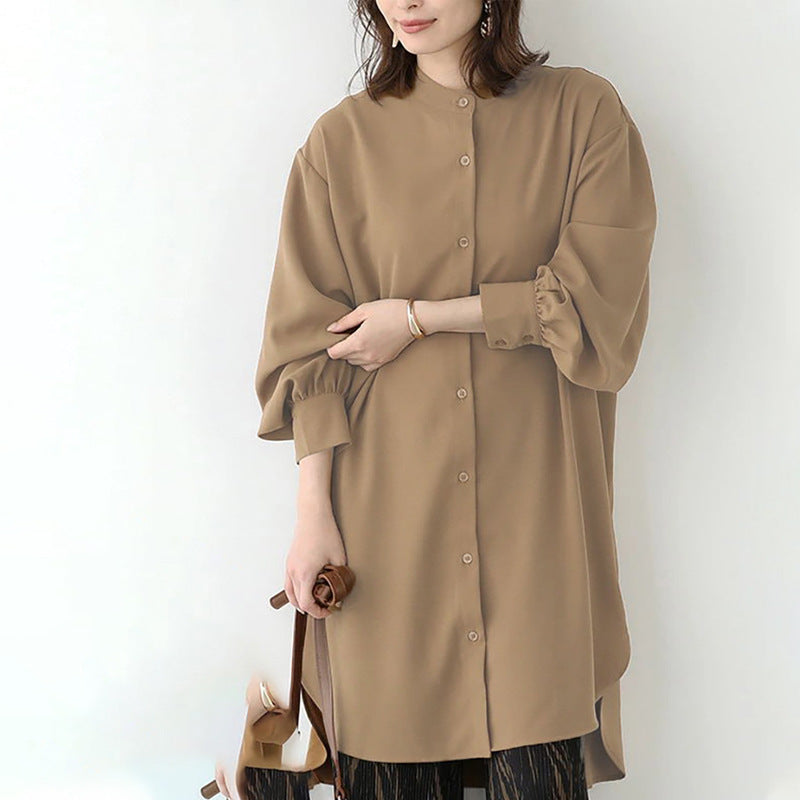 Women's Long-sleeved Shirt Loose Mid-length