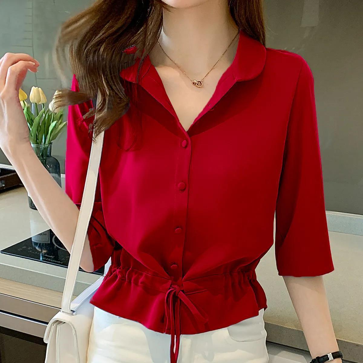 Women's Short-sleeved Chiffon Shirt Women's Summer Wear