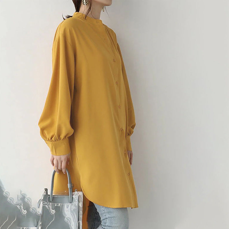 Women's Long-sleeved Shirt Loose Mid-length