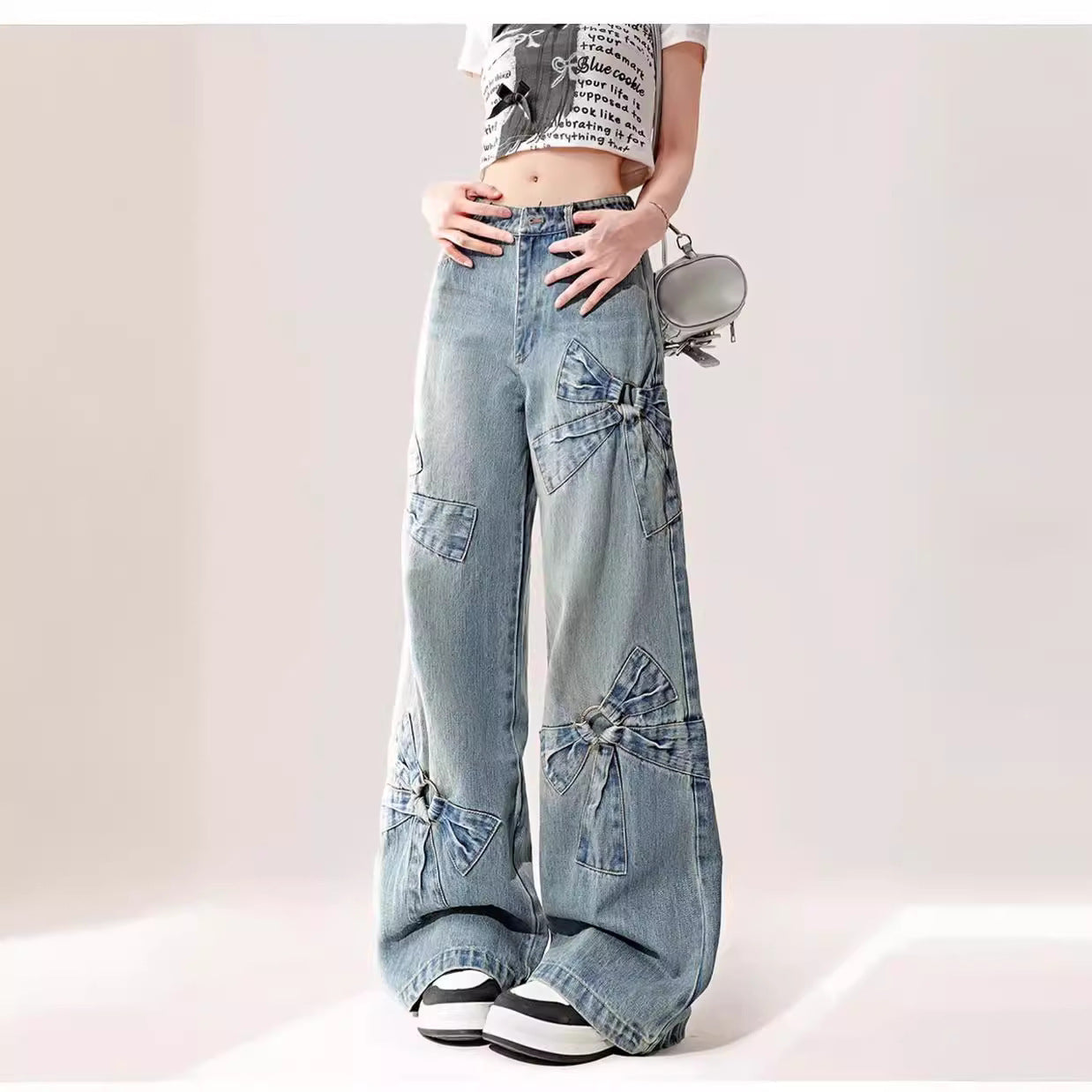 High Waist Loose Straight Mop Pants