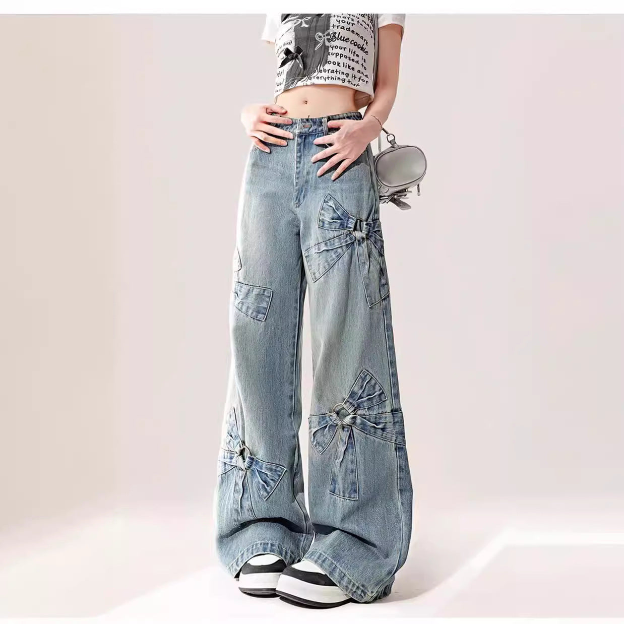 High Waist Loose Straight Mop Pants