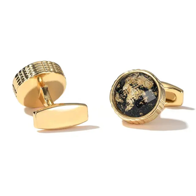 Gold Personalized Round Cufflinks For Men