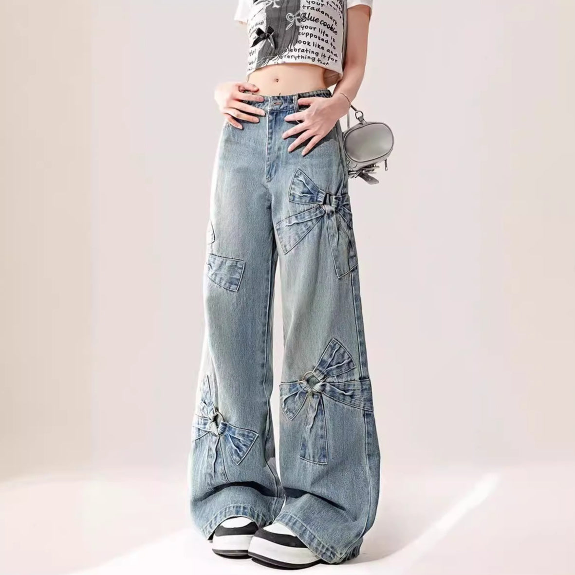 High Waist Loose Straight Mop Pants