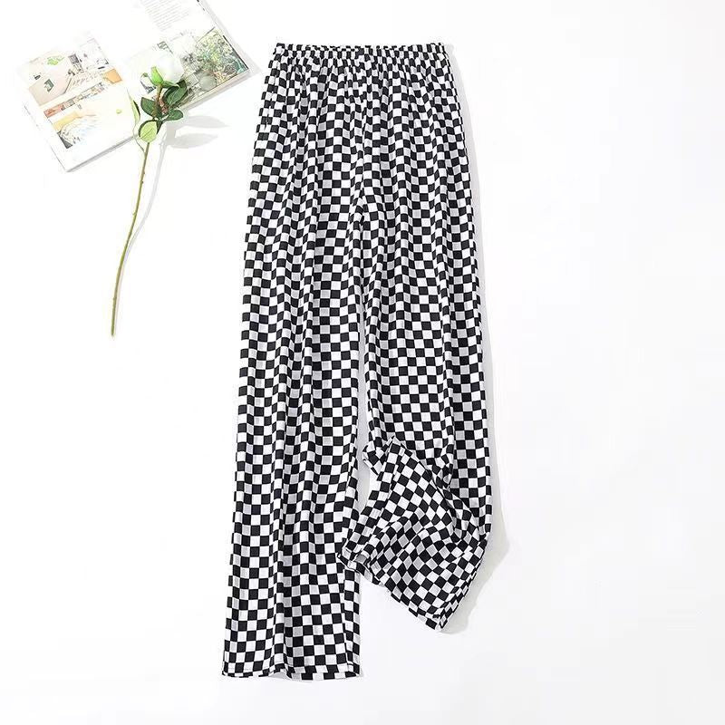 Women's Plus-sized Ice Silk Elastic Pants Cropped Straight