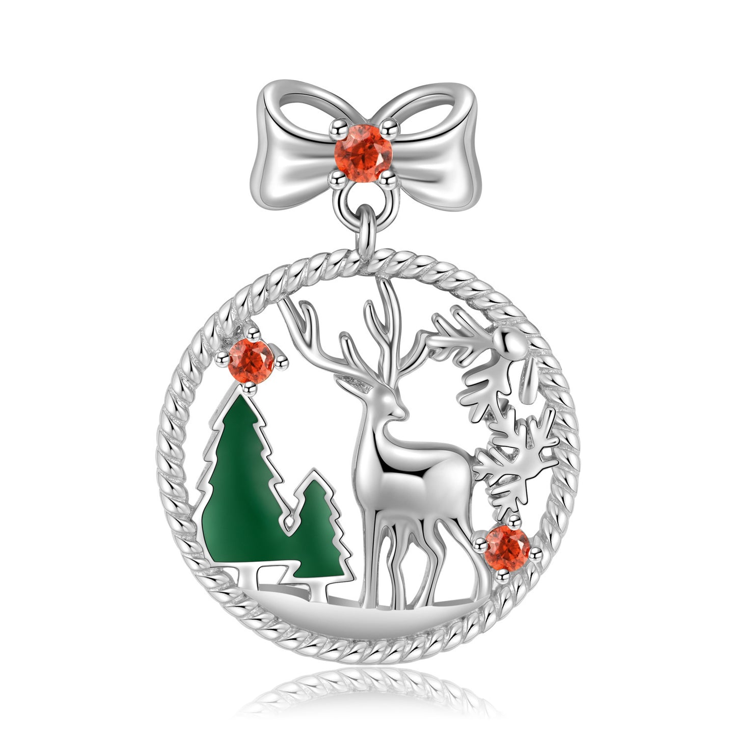 S925 Sterling Silver Hollow Necklace Elk Necklace Christmas Jewelry