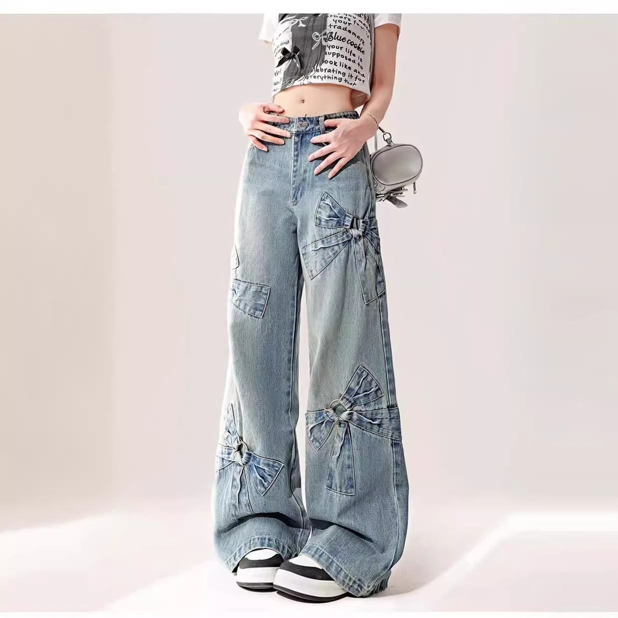 High Waist Loose Straight Mop Pants